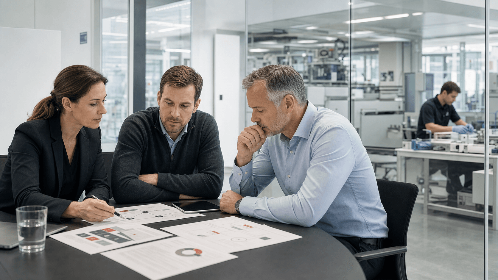 Schweizer Industrieunternehmen bei der Prüfung von Cybersecurity und KI-Datenrisiken