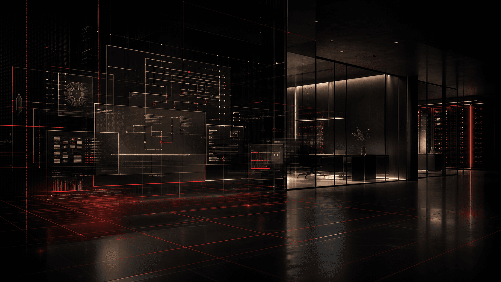 Frontier AI research optical darkroom laboratory with multi-dimensional AST invariant lattice focusing chaotic light into an invariant beam